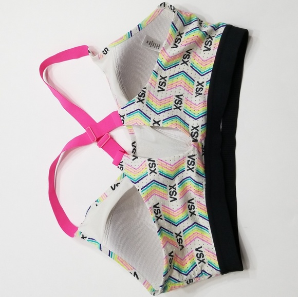 Victoria Secret VSX Sports Rainbow Vent Neon Bra - Picture 2 of 4